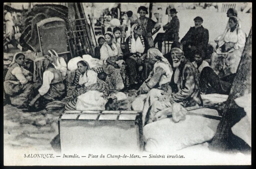 Sinistrés juifs à la suite du grand incendie de Salonique (Thessalonique, Grèce) en 1917